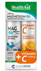 Health Aid Magnesium B6 20Effer.tabs & Vitamin C Orange 1000mg 20Effer.tabs 88