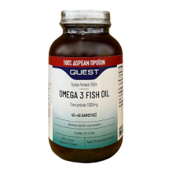 Quest Omega 3 Fish Oil Concentrate 1000mg Συμπλήρωμα Διατροφής Για Τη Λειτουργία Της Καρδιάς +50% Επιπλέον Προϊόν 90 tabs 165
