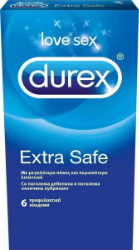 Durex Extra Safe Προφυλακτικά με Μεγαλύτερο Πάχος & Λιπαντικό 6τμχ 25