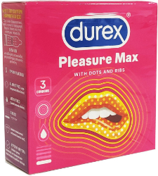 Durex Pleasure Max Condoms Προφυλακτικά με Ραβδώσεις & Κουκίδες 3τμχ 15