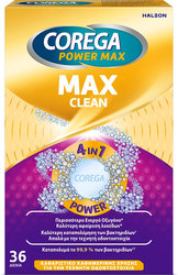 Corega Power Max Clean 4in1 Καθαριστικά Δισκία Τεχνητής Οδοντοστοιχίας με Ενεργό Οξυγόνο 36tabs 135