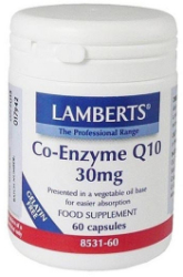 Lamberts Co-Enzyme Q10 30mg Συμπλήρωμα Διατροφής για Υγεία Καρδιαγγειακού & Ανοσοποιητικού Συστήματος 60caps 78