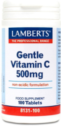 Lamberts Gentle Vitamin C 500mg Συμπλήρωμα Διατροφής Βιταμίνη C σε Mη Όξινη Μορφή για Ενίσχυση του Ανοσοποιητικού 100tabs 190