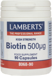Lamberts Biotin 500mcg Συμπλήρωμα Διατροφής Βιοτίνης Για Υγιή Μαλλιά  Δέρμα & Νύχια 90caps 50