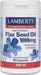 Lamberts Flax Seed Oil 1000mg Έλαιο Λιναρόσπορου για την Υγεία του Καρδιαγγειακού Συστήματος & του Δέρματος 90caps 180