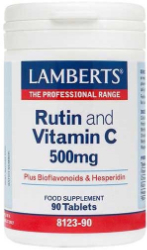 Lamberts Rutin & Vitamin C 500mg & Bioflavonoids Συμπλήρωμα Διατροφής Βιταμίνης C & Βιοφλαβονοειδή για Ενίσχυση του Οργανισμού 90tabs 180
