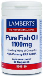 Lamberts Pure Fish Oil High Potency EPA & DHA 1100mg Συμπλήρωμα Διατροφής Ιχθυελαίων για Υγιές Κυκλοφορικό 60caps 125