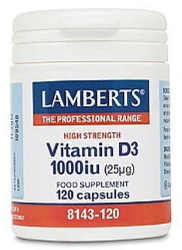 Lamberts Vitamin D3 1000IU (25μg) Συμπλήρωμα Διατροφής Βιταμίνης D3 για την Υγεία των Οστών & Ανοσοποιητικού Συστήματος 120caps 65
