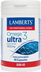 Lamberts Omega 3 Ultra Pure Fish Oil 1300mg Συμπλήρωμα Διατροφής Ω3 Λιπαρών Οξέων για Υγεία Καρδιαγγειακού Συστήματος 60tabs 150