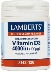 Lamberts Vitamin D3 4000iu 100μg Συμπλήρωμα Διατροφής με Βιταμίνη D3 για Υγεία Οστών Δοντιών Ανοσοποιητικού 30caps 30