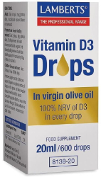 Lamberts Vitamin D3 Drops in Virgin Olive Oil 200iu Συμπλήρωμα Διατροφής με Βιταμίνη D3 σε Υγρή Μορφή 20ml 65