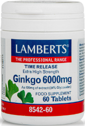 Lamberts Ginko Biloba Extract 6000mg Συμπλήρωμα Διατροφής Για Ενίσχυση Της Μνήμης 60tabs 150