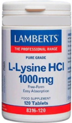 Lamberts L-Lysine HCL 1000mg Συμπλήρωμα Διατροφής με Λυσίνη 120tabs 200