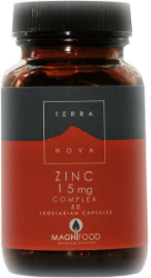 Terranova Zinc 15mg Complex Συμπλήρωμα Διατροφής Ψευδαργύρου για Υγιές Ανοσοποιητικό & Αναπαραγωγικό Σύστημα 50vcaps 129