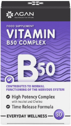 Agan Vitamin B50 Complex Time Release Συμπλήρωμα Διατροφής Βιταμινών Β για Υγεία Νευρικού Συστήματος 30tabs 90