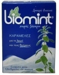 Biomint Καραμέλες για τον Λαιμό & τους Βρόγχους Χωρίς Ζάχαρη 50gr 80