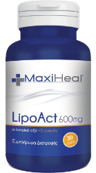 MaxiHeal Lipoact Alpha Lipoic Acid 600mg & B-Complex Άλφα Λιποϊκό Οξύ 30caps 99