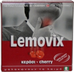 Lemovix Pastilles with Vit, C for Sore Throat Cherry 16τμχ