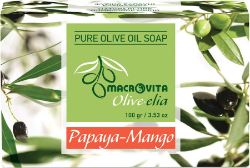 Macrovita Pure Olive Oil Soap Olive.elia Papaya-Mango Φυσικό Σαπούνι Ελαιολάδου 100gr 112