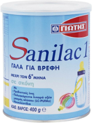 Γιώτης Sanilac Βρεφικό Γάλα σε Σκόνη 1ης Βρεφικής Ηλικίας Από την Γέννηση έως τον 6ο Μήνα 400gr 505