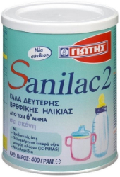 Γιώτης Sanilac 2  Βρεφικό Γάλα σε Σκόνη 2ης Bρεφικής Hλικίας από 6 μέχρι 12 Mηνών 400gr 550