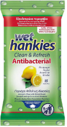 Wet Hankies Clean & Protect Antibacterial Lemon 15τμχ