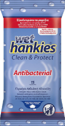 Wet Hankies Clean & Protect Antibacterial 15τμχ