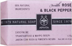 Apivita Natural Soap Rose & Black Pepper Σαπούνι με Τριαντάφυλλο & Μαύρο Πιπέρι 125gr 125