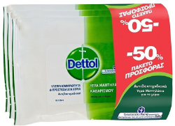 Dettol Liquid Antibacterial Cleaning Wipes 3x15τμχ