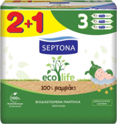 Septona Ecolife Calendula Μωρομάντηλα 2+1Δώρο 180τμχ