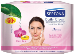 Septona Daily Clean Orchid & Vitamin F Cleansing Wipes 20τμχ