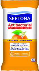 Septona Antibacterial Wipes Orange 15τμχ