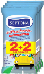 Septona 2+2 Antibacterial Kids On The Go WetWipes 60τμχ