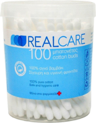 RealCare Cotton Buds Μπατονέτες από 100% Αγνό Βαμβάκι 100τμχ