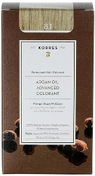 Korres Argan Oil Advanced Colorant 8.1 Βαφή Μαλλιών Ξανθό Ανοιχτό Σαντρέ 50ml 207