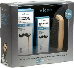 Vican WiseMen Beard & Hair Shampoo 200ml & Beard Oil +Brush