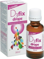 Intermed D3 Fix Drops 1000IU Συμπλήρωμα Βιταμίνης D3 σε Σταγόνες με Γεύση Φράουλα 30ml 85