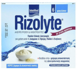 Intermed Rizolyte Rice Flour & Electrolytes Άλευρο Ρυζιού & Ηλεκτρολύτες κατά της Διάρροιας 6sachets 67