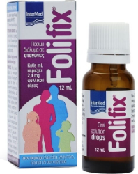 Intermed Folifix Oral Drops Πόσιμο Διάλυμα Φυλλικού Οξέος σε Σταγόνες με Γεύση Βατόμουρο 12ml 57