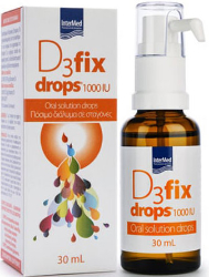 Intermed D3 Fix Drops 1000iu Συμπλήρωμα Βιταμίνης D3 σε Σταγόνες με Φυσική Γεύση Βανιλία 30ml 85