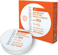 Tecnoskin Sun Protect Mattifying Make-up Compact Light SPF50 Αδιάβροχη Αντηλιακή Πούδρα Προσώπου 10gr 44