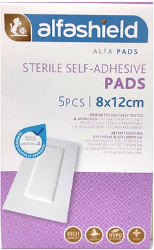 Alfashield Sterile Self Adhesive Pads Αποστειρωμένα Αυτοκόλλητα Επιθέματα 8x12cm 5τμχ 18