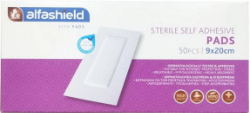Alfashield Sterile Self Adhesive Pads Αποστειρωμένα Αυτοκόλλητα Επιθέματα 9x20cm 50τμχ 155