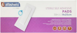 Alfashield Sterile Self Adhesive Pads Αποστειρωμένα Αυτοκόλλητα Επιθέματα 9x25cm 50τμχ 157