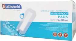 Alfashield Sterile Self Adhesive Waterproof Pads Αδιάβροχα Αποστειρωμένα Αυτοκόλλητα Επιθέματα 9x20cm 50τμχ 172