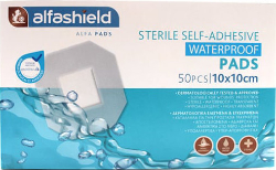 Alfashield Sterile Self Adhesive Waterproof Pads Αδιάβροχα Αποστειρωμένα Αυτοκόλλητα Επιθέματα 10x10cm 5τμχ 161