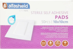Alfashield Sterile Self Adhesive Pads Αποστειρωμένα Αυτοκόλλητα Επιθέματα 10x10cm 50τμχ 155