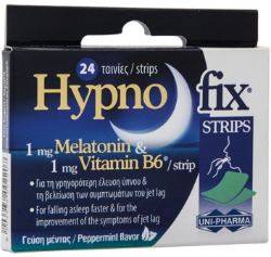 UniPharma Hypno Fix Strips Συμπλήρωμα διατροφής με Μελατονίνη για την Αντιμετώπιση της Αϋπνίας 24strips 10