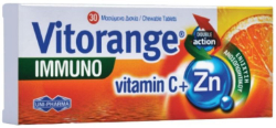 Vitorange Immuno Vitamin C + Zn Συμπλήρωμα Διατροφής με Βιταμίνης C Ψευδάργυρο 30chew.tabs   40