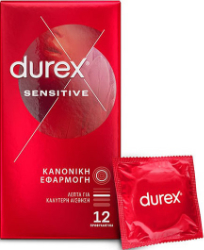 Durex Sensitive Condoms Προφυλακτικά Λεπτά με Κανονική Εφαρμογή 12τμχ 33